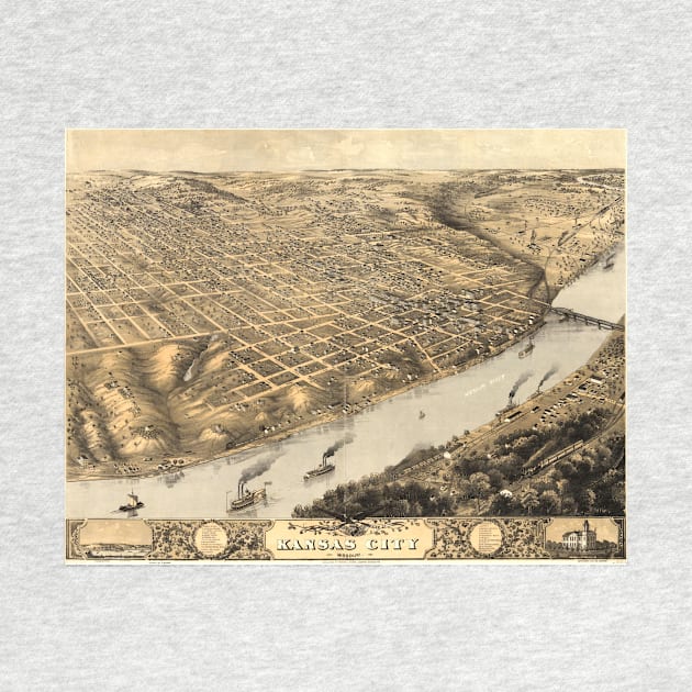 Vintage Map of Kansas City MO (1869) by Bravuramedia